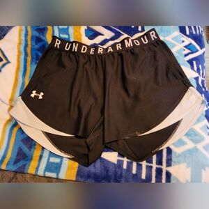 Under Armour Women's Black and White Athletic Shorts